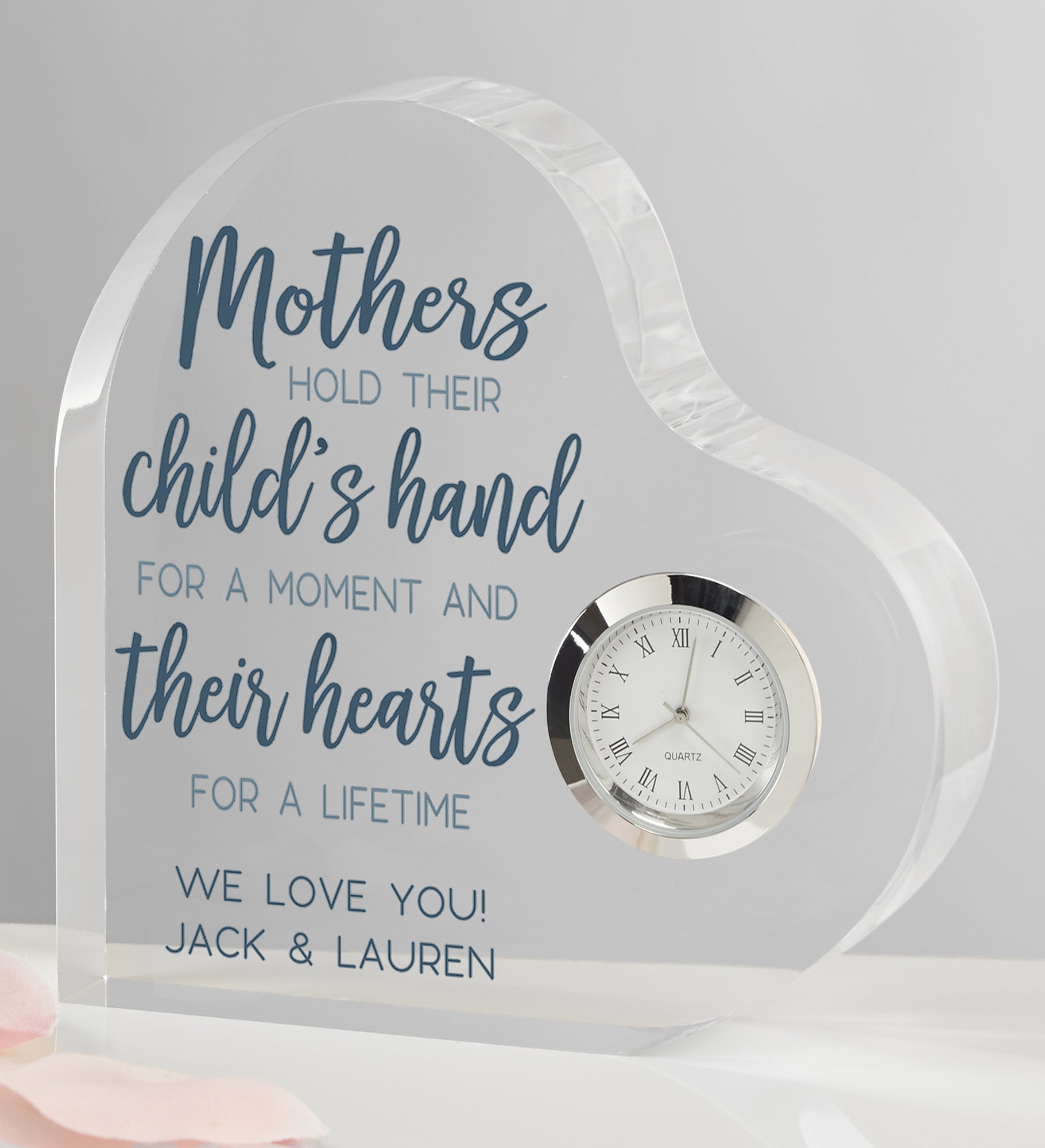 Moments With Mom Personalized Colored Heart Clock